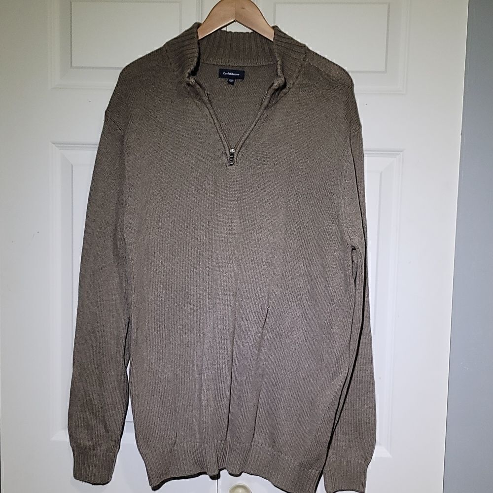 Croft & Barrow Men's Big & Tall Half Zip Knit Tan Mocha Sweater